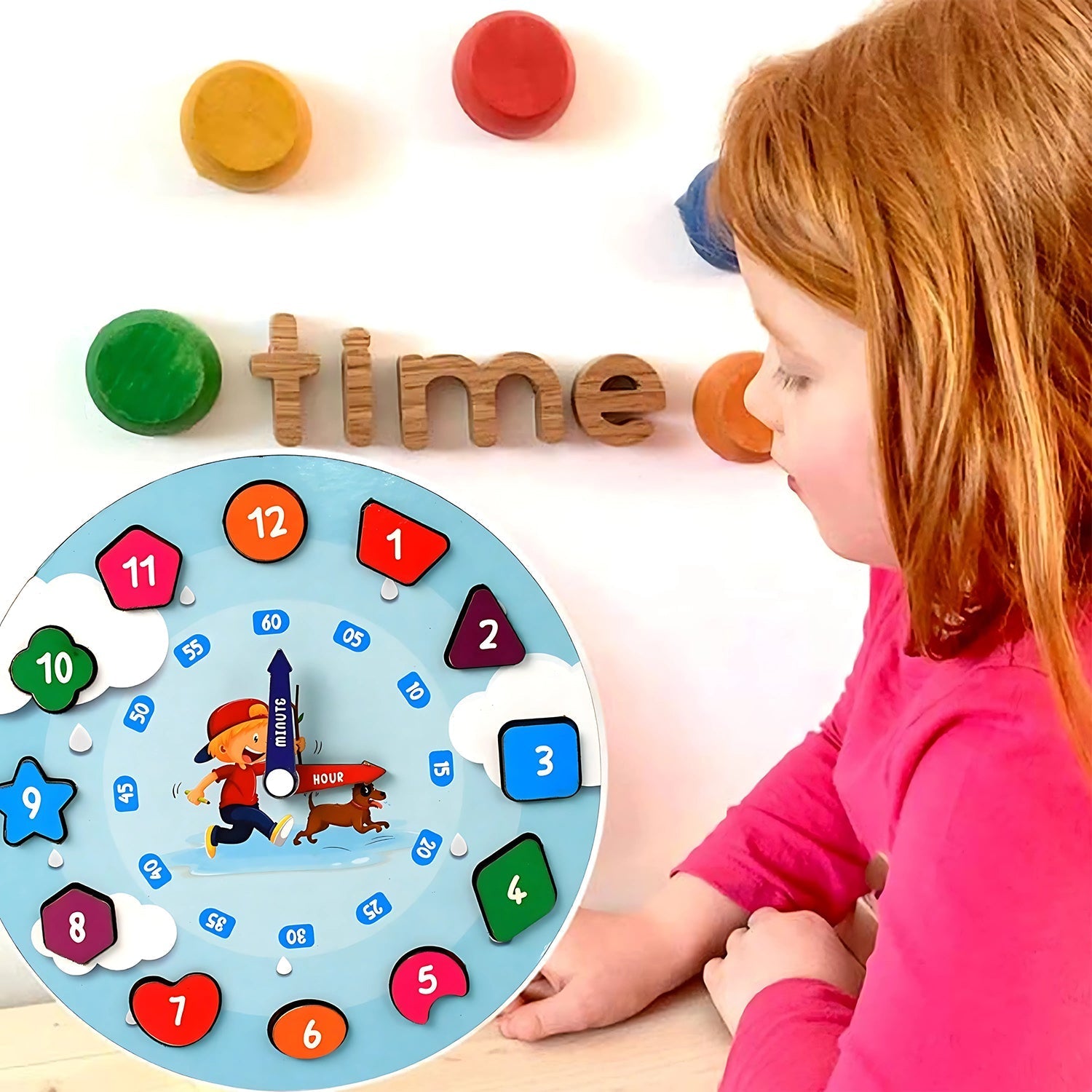 Aditi Wooden Educational Learning Clock Toy with Movable Hands Aditi Wooden Educational Learning Clock Toy with Movable Hands